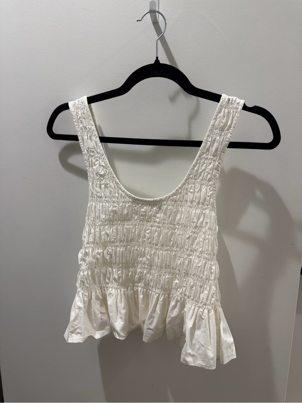 Apiece Apart White Smocked Peplum Tank- S
